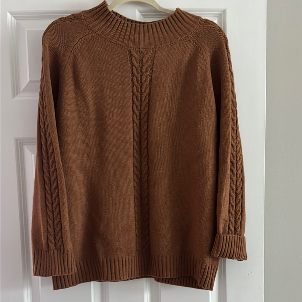 SHEIN Essence women’s plus size stand collar cable knits Mocha Brown